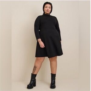 NWT Torrid Dress Studio Cupro Mock Neck Mini Black Dress 3X